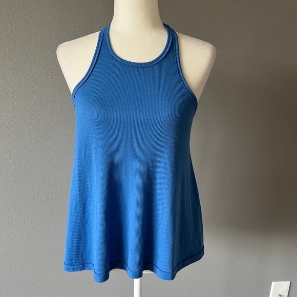 Free People Racer Back Ribbed Tank Blue - Picture 1 of 8